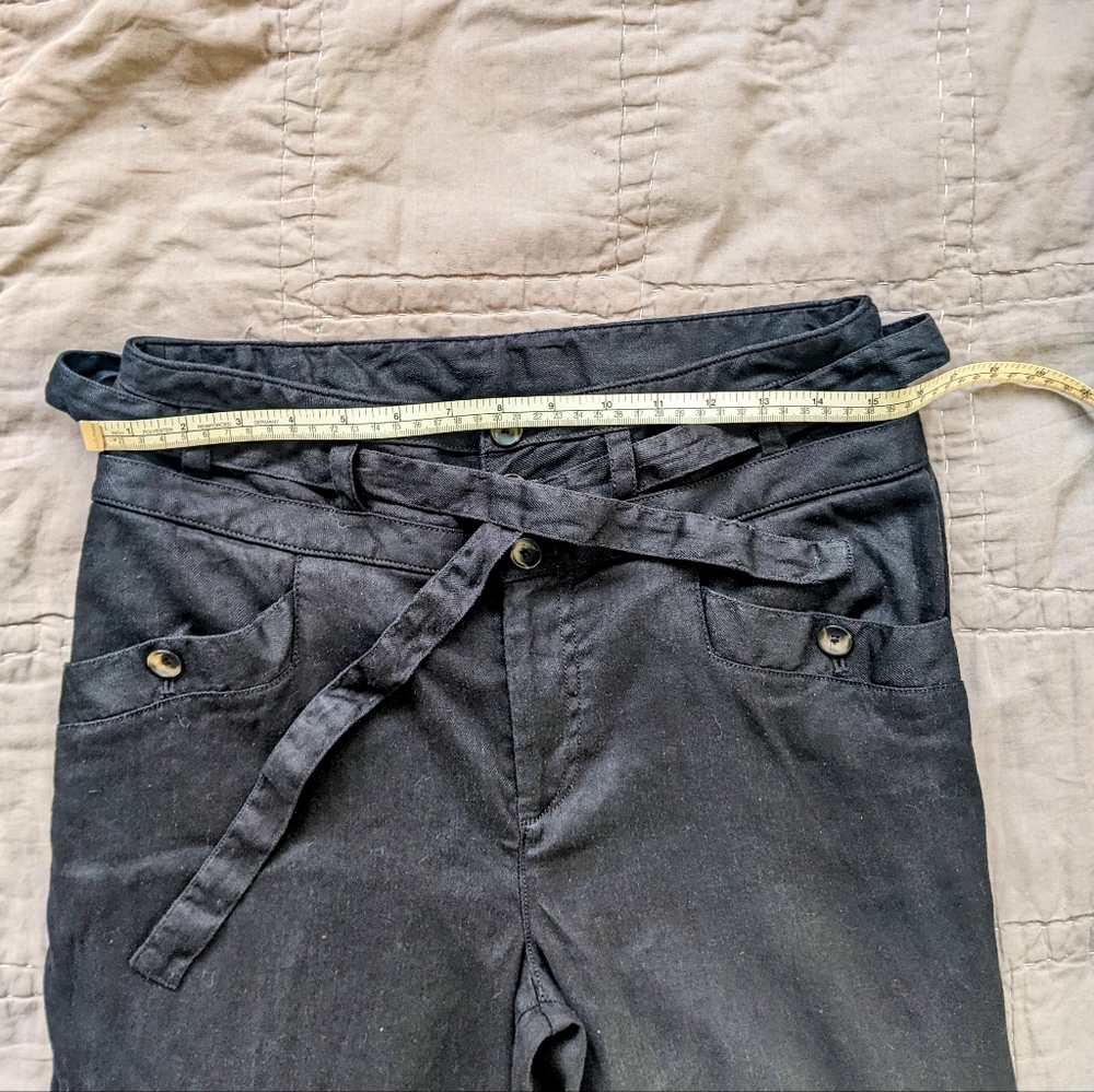 ANTHROPOLOGIE Black Wide Leg Linen Pants 4P - Picture 9 of 9
